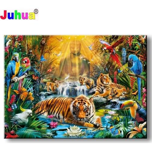 5D DIY Diamond Painting Buddha Sunlight Tigers Birds Full Square Drill Rhinestone Diamant Embroidery animal Mosaic Kits Home Art