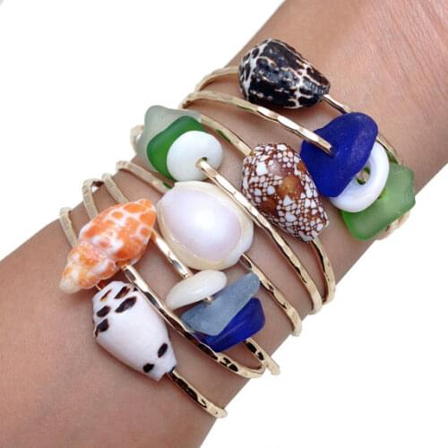 Bohemian ajoyas de acero inoxidable para mujer vsco girl bransoletka bangles for women brazalete mujer shell bangle bracelet
