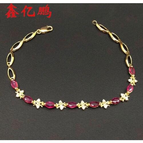 18 k gold inlaid natural ruby bracelet with female Fashion horse eye shape Color precious treasure Engagement wedding gift