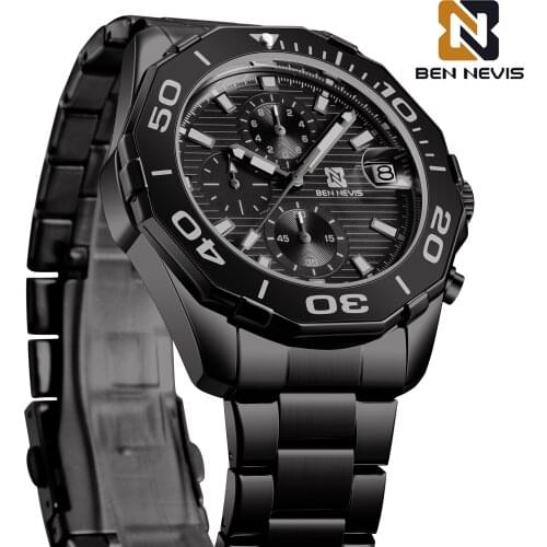 2021 Mens Quartz Watch BENNEVIS Top Brand Luxury Watches Mens Casual Fashion Stainless Steel Waterproof Luminous Wristwatches