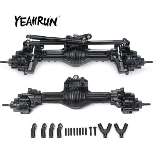 YEAHRUN Black Metal Front Rear Axle for 1:10 RC Rock Crawler Scx10 90028