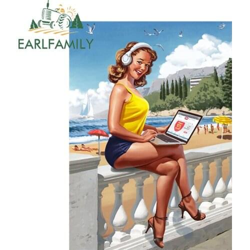 EARLFAMILY 13cm x 9.3cm for Russian Pin Up Car Stickers Simple Creative Decals Scratch-Proof Caravan Helmet Decor Car Goods