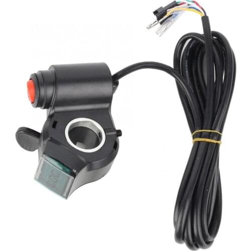 Electric Bicycle Thumb Throttle with LCD Digital Battery Voltage Display Speed Switch E-bike E Scooter Handle Thumb Throttle