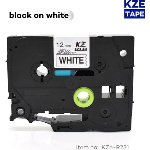 12mm*4m Tze-R231 black on white TZe Satin Ribbon Label Tape for Brother P-touch ribbon printer tz-R231 tze R231 TZ-R231
