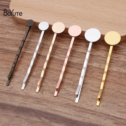 BoYuTe (50 Pieces/Lot) 7 Colors Round 6MM 8MM 10MM 12MM Cabochon Base Hair Clip Base Women Diy Accessories
