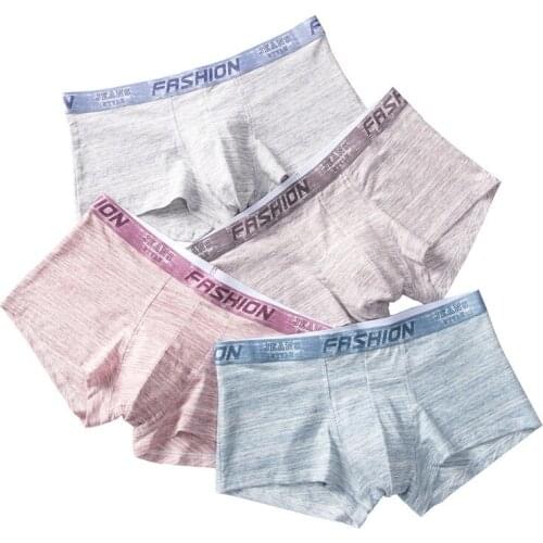 New Cotton Mens Underwear Design Mens Underwear Cotton Satin Color Personality Boxer Pants Cotton Tide Light-colored Panties