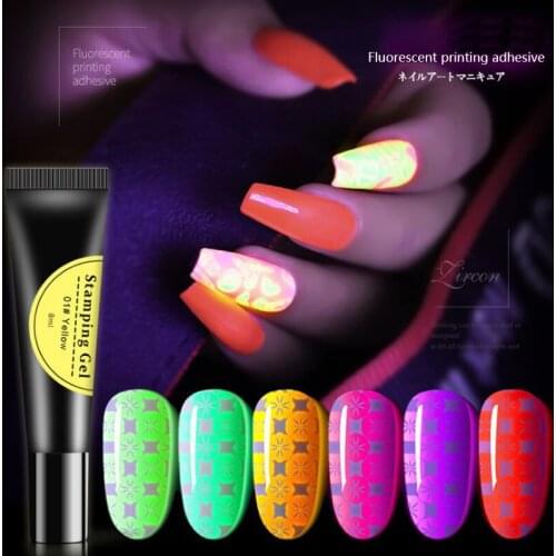 New Fluorescent printing Adhesive Colour Adhesive Hose Printing Template for Nail Shop Printing Adhesive 8ml Manicure AIDS