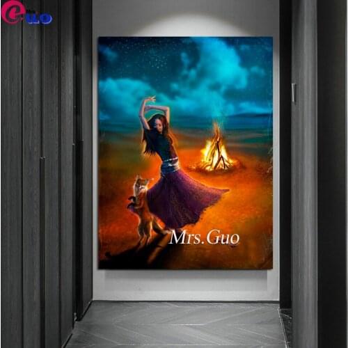 New DIY Diamond Painting Beauty Dance Dervish Fox Cross Stitch Beads Embroidery Woman Diamant Full Rhinestone Kits Mosaic Decor