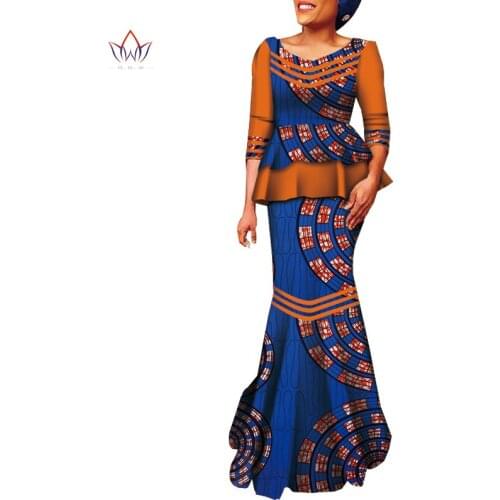 New Style 2020 Fashion African skrit sets for Women Traditional Plus Size African Clothes Dashiki Elegant Women Set BRW WY6805