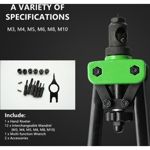 13 Inch Multifunction Rivet Nut Gun Kit Riveting Tool Heavy Duty Mini Hand Riveter Blind Rivet Gun Tool Gutter Repair Tool Sets