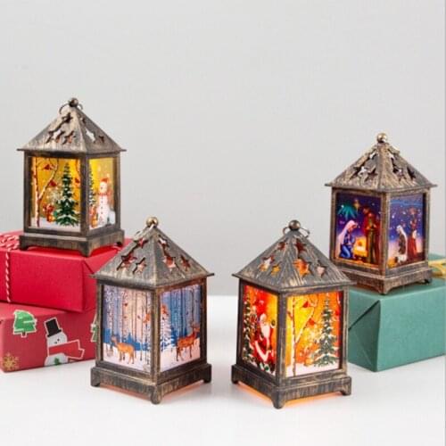 Christmas Candlestick Hanging Light Pendant Table Lamp Decoration Ornament Elk/Snowman/Santa Pattern Christmas Hanging Light