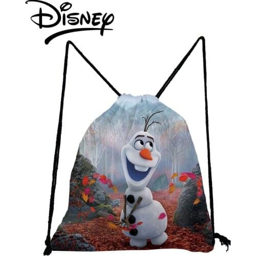 Disney Frozen Backpack Snowman Cartoon Girl Printed Drawstring Bags Child Mini School Bag Eco Shoe Pocket Storage Bag Foldable