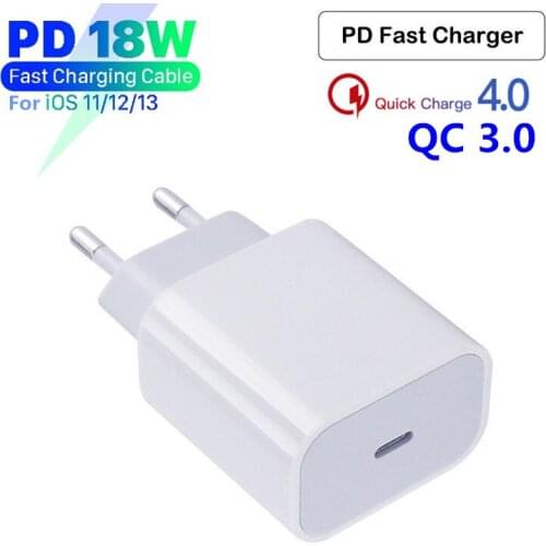 PD Charger 18W QC 4.0 QC 3.0 USB Type C Fast Charger Quick Charge for iPhone 11 X Xs 8 Xiaomi Huawei LG Phone Plug Wall adapter