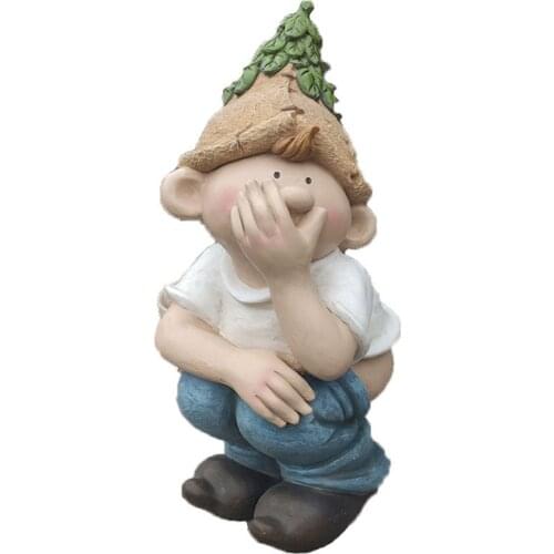 Funny Garden Gnome Pooping Boy Statue Decorative Prank Resin Doll Craft with A Squatting Pose 20*18*40.5cm figury ogrodowe