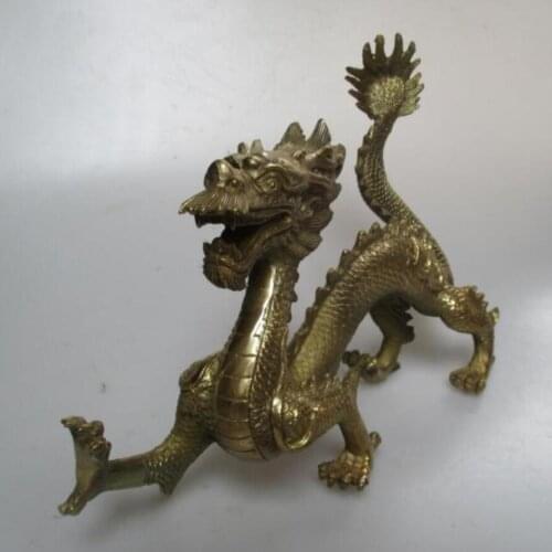 Wedding Decorations/christmas gift Long 11" Chinese brass Carved Dragon Statue/Animal Sculpture christmas decorations for home