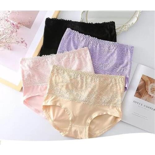 2PCS/Lot Womens Lace Panties Sexy Modal Underwear Adult High Waist Panties 3XL-6XL 60KG to 150KG Fat Panties