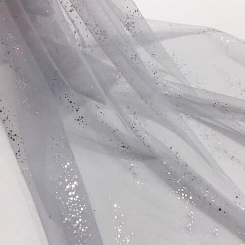 YOMDID Sequins Tulle Fabric Mesh Yarn Cloth Skirt Wedding Dress Garment Decoration Fabric DIY Clothing Sewing Material 150x100cm