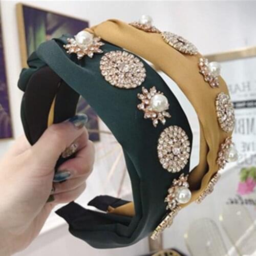 Hair Jewelry Crystals Headbands Solid Handmade Side Braided Hairband Diamonds Women Party Headpiece Pearls Head Band Hair Hoop