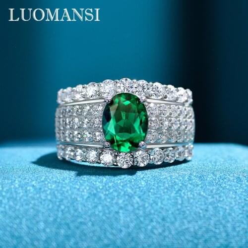 Luomansi Vintage Crown Yellow High Carbon Diamond Ring Woman Ring Shiny 100%-S925 Sterling Silver Cocktail Party Fine Jewelry