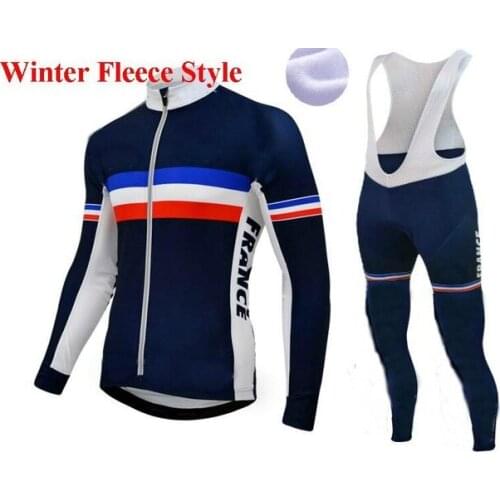 Winter Fleece Thermal 2016 FRANCE NATIONAL TEAM Mens Cycling Jersey Long Sleeve Bicycle Clothing With Bib PANTS Ropa Ciclismo