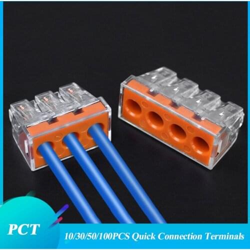 10/30/50/100pcs Universal Compact Wire Wiring Connector Conductor Terminal Block With Lever 102/103D/104D/104/106/108