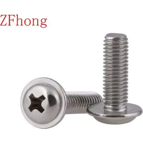 50Pcs M2 M2.5 M3 M4 M5 304 Stainless Steel Phillips round washer head machine screw