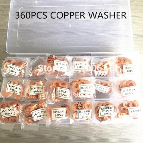 360PCS Diesel Common Rail Injector Nozzle Adjusting Copper Washer Seal Ring Gaskets Pad For All Brands Injectors