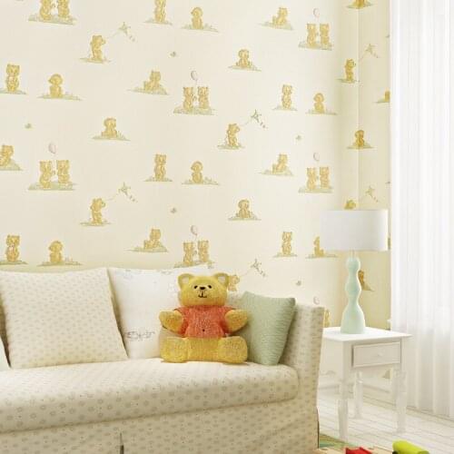 Beibehang 3d wallpaper Exquisite embossed nonwoven wallpaper cartoon cute bear childrens bedroom papel de parede 3d mural