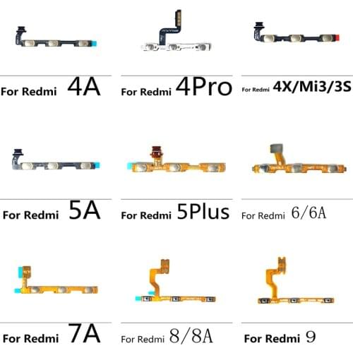 5PCS Power Switch On Off & Volume Side Key Button Flex Cable For Xiaomi Redmi 7 9 4A 5A 6/6A 7A 8/8A 9A Redmi 5 Plus 4 Pro K30