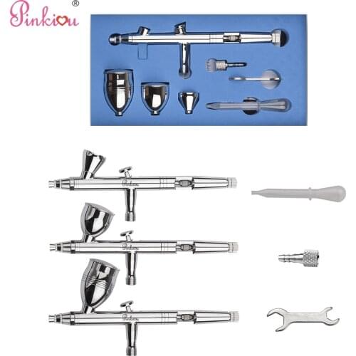 Pinkiou Dual Action Airbrush Kit 0.5mm Needle Air Gun Body Paint Art airbrush Nail Tattoo makeup Multi-capacity