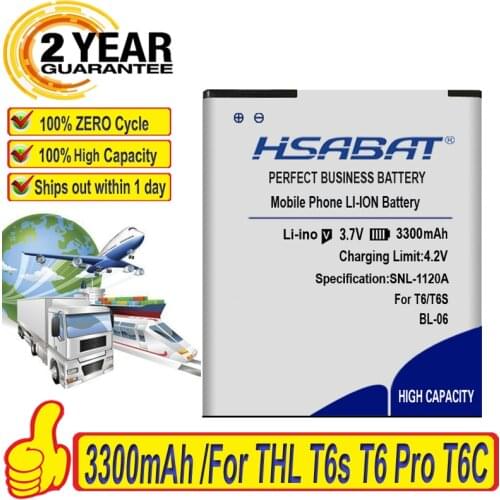 HSABAT 3300mAh BL-06 / BL 06 Mobile Phone Battery for THL T6s T6 Pro T6C Batteries DEXP S Ixion ES2 5" Battery for DEXP ES 2 5