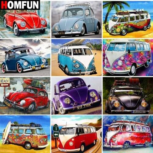 HOMFUN Full Square/Round Drill 5D DIY Diamond Painting "Car touring car landscape" Embroidery Cross Stitch 5D Home Decor Gift