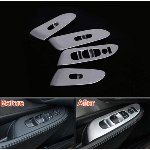 BBQ@FUKA 4pcs Interior Door Armrest Covers Car Window Lifter Control Switch Button Trim Frame Fit For 2015 Murano Car-Styling