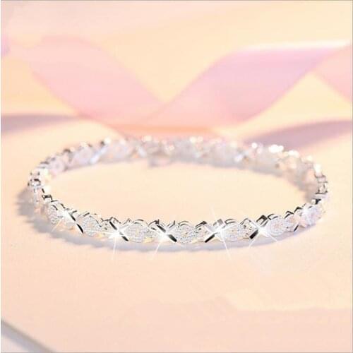 LUKENI Top Quality 925 Sterling Silver Bracelets For Women Wedding Accessories Lady Fahsion Zircon Geometric Bracelet Girl Gift