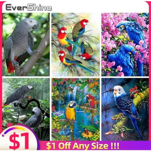 EverShine Diamond Painting Parrot Cross Stitch Diamond Embroidery Mosaic Animals Sale Rhinestones Art Gift Wall Decoration