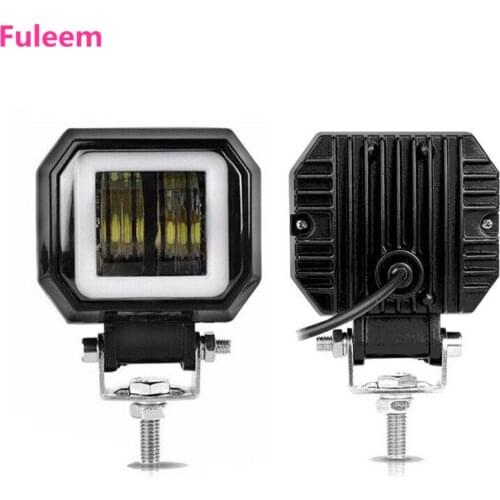 Fuleem 2PCS 3inch 20W 10-30V Square White LED WORK LIGHT BAR Spot Lamp LED Angel Eyes Light For Off Road Motocycle