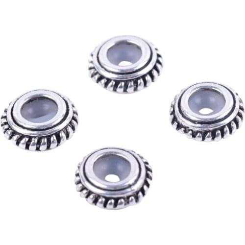 KONMAY Stopper Spacer 50 pcs Antique Silver Stopper Spacer Beads for Charms Bracelet Necklace---PAT242
