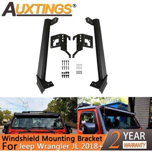 Auxtings 52 Inch LED Work Light bar Steel Upper Windshield Mounting Bracket W/Lower Corner Brackets for Jeep Wrangler JL 2018