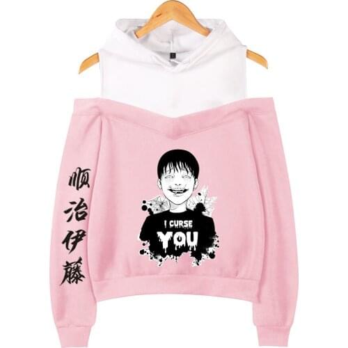 2021 Hot Sale Kpop Junji Ito Off-shoulder Hoodie Sweatshirt Women Girls Hooded Tracksuits Oversize High Quality Clothes