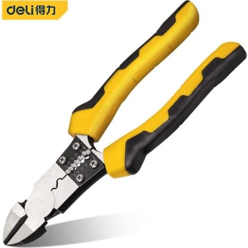 Deli Multifunction Wire Stripper Cutter Pliers Diagonal Pliers Crimping Pliers Diagonal Electric Cable Snips Side Cutter Tools