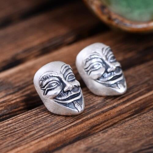 S925 pure silver ancient ways is frosted original for vendetta mask the new ghost hand stud earrings for man