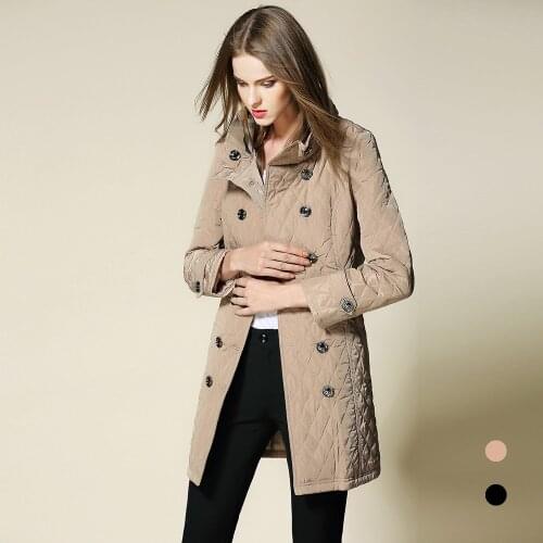 2018 new fashion Autumn winter women 's Coat British Style slim Outer Wear stand neck Parkas Cotton Overcoat remain S and M