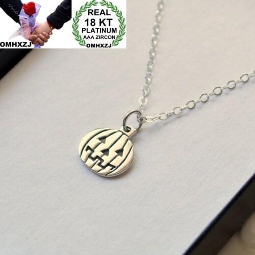 OMHXZJ Wholesale European Fashion Woman Girl Party Wedding Gift Halloween Pumpkin 18KT White Gold Pendant Necklace NA160