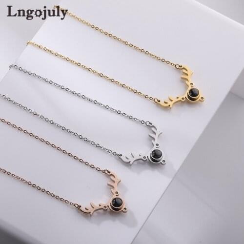 New Titanium Steel Deer Pendant Necklaces For Women Anniversary Engagement Wedding Necklace Accessoeries Jewelry Gift Wholesale