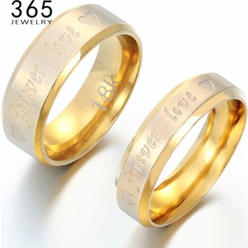 Valentines Day Gift 316L Stainless Steel Ring Engrave Letter Forever Love Promise Engagement Rings for Men Women 1 Piece
