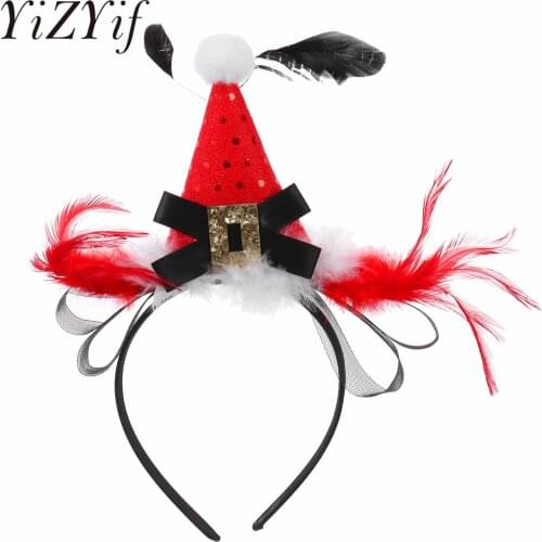 Christmas Headband Fascinators Elf Santa Xmas Headwear Head Hoop for Holiday Party Gifts Children Adult Party Hair Accessories