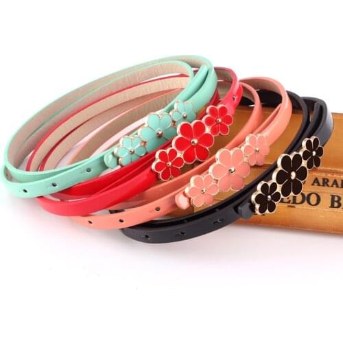 103x1cm Candy Color 3 Flower Buckle Belts For Women Dresses 2021 Female Red Black White Camel Leather Belt Brand Slimming Belts