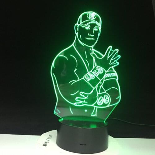 3D Led Night Light John Cena Sport Wrestler Celebrity 7 Color Changing Touch Sensor Office Bedroom Decor Table Lamp 3130