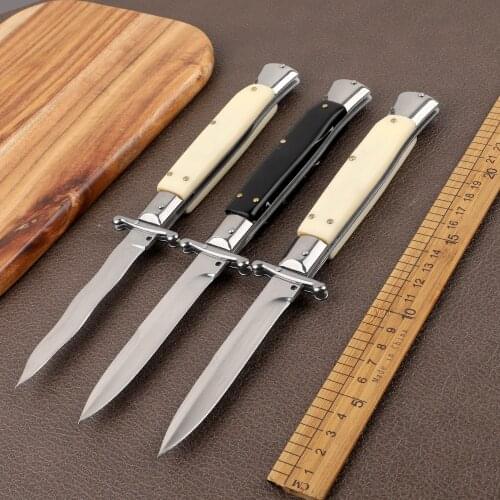 9 inch 440c steel mirror blade snake blade tactical fruit folding knife outdoor EDC hunting self-defense tool with Oxford bag