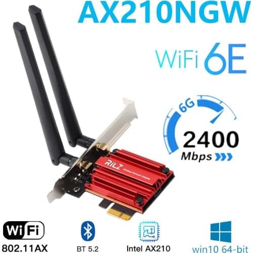 Intel AX210 tri band Gigabit 5374M Bluetooth 5.2 WIFI desktop cooling device wireless network card supports windows 11 /window10